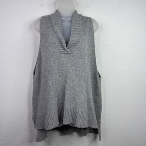 Storets Sweater Vest Womens S/M Gray Wool Blend Oversized Layering Minimalist
